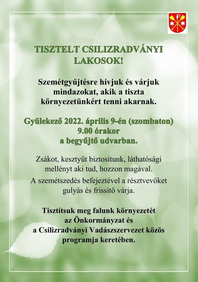 Tisztítsuk meg falunk környezetét! Tisztítsuk meg falunk környezetét!